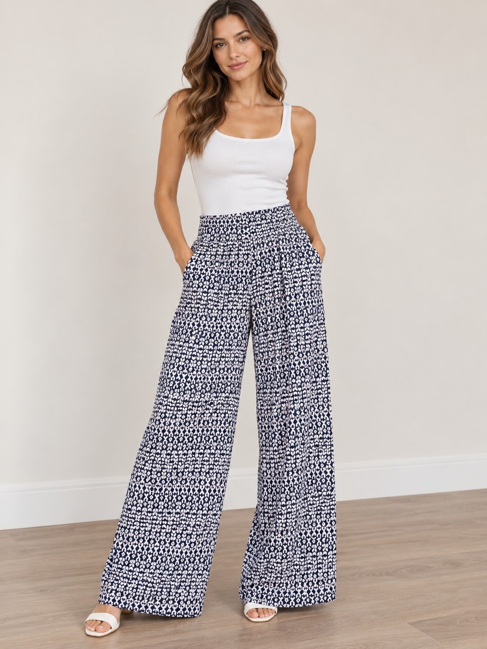 Jessica Simpson Printed Wide Leg Pants